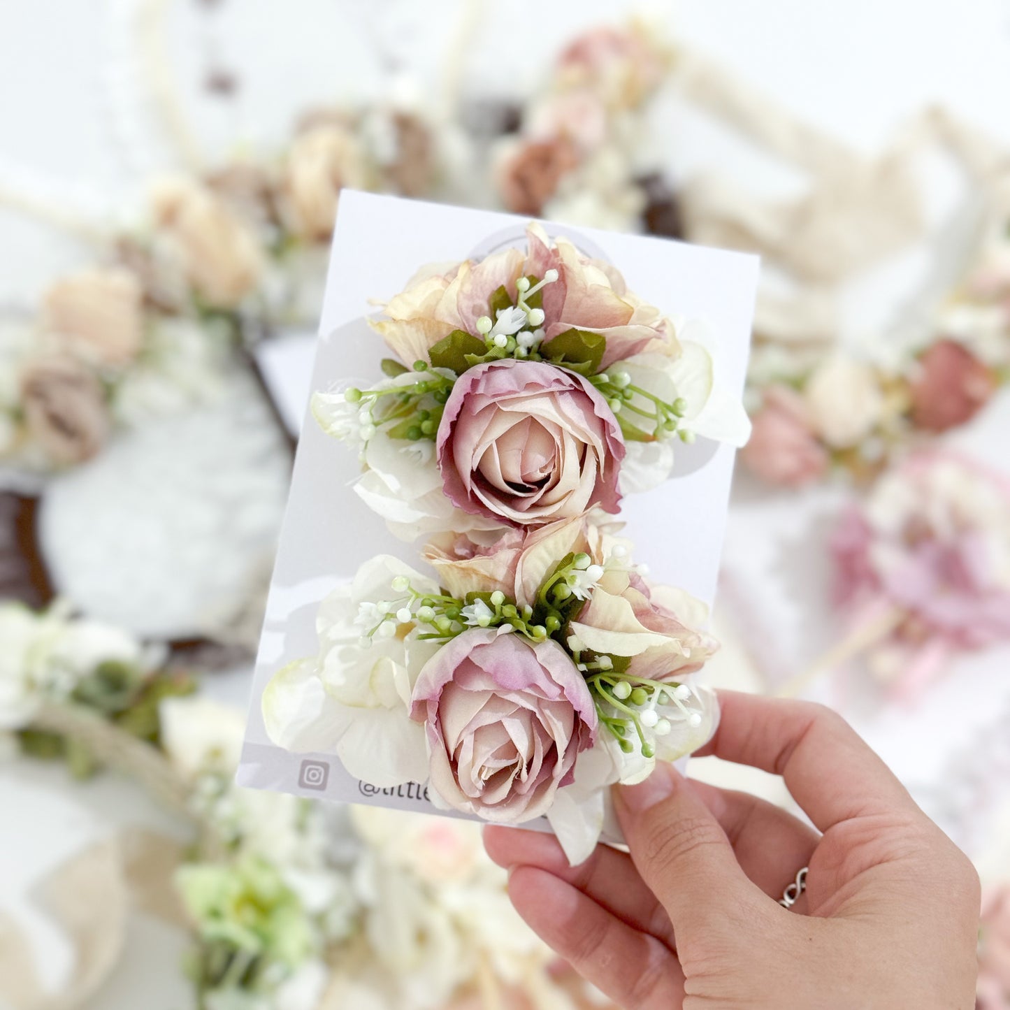 Pink Floral Piggy Clips