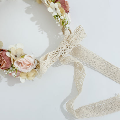 Pink Flower Crown // 1-2y+